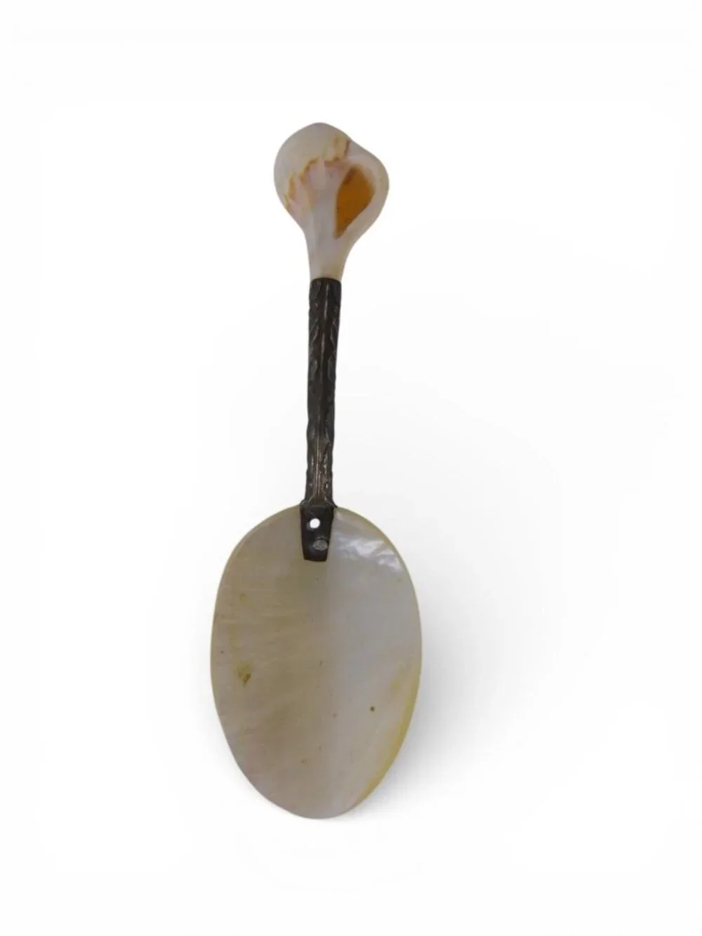 Vintage Mother of Pearl Caviar Spoon Shell Handle Silverplate Serving Utensil